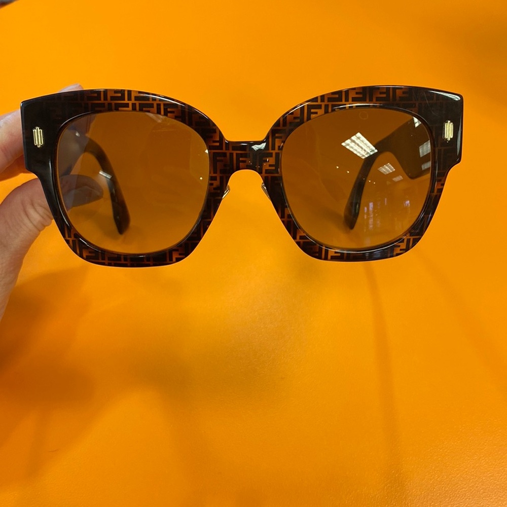 Fendi Ladies Sunglasses w/ Gold Hardware, "FF0458/G/S" signature F pattern